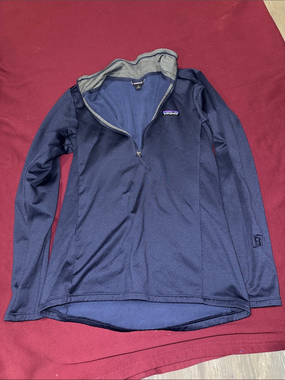 Patagonia Navy Half-Zip Ski Jacket with Gray Lined Collar
